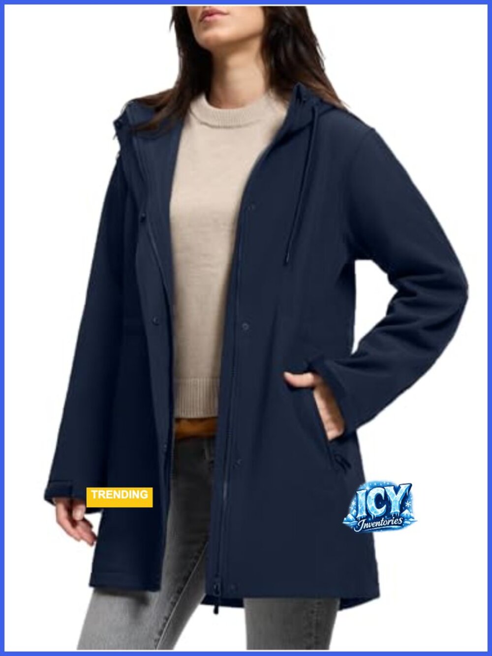 SaphiRose Women's Waterproof Fleece Lined Hooded Rain Jacket Windbreaker